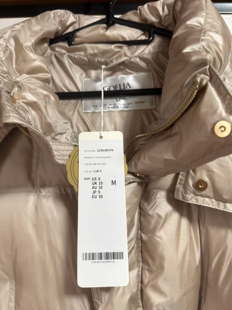 【新品ダク付き】GOELIA ローズゴールドフード付きロングダウンコート