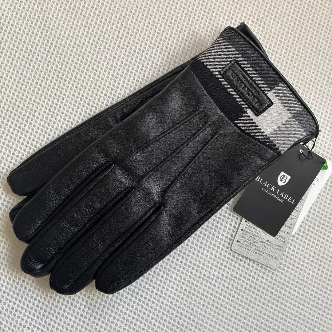 新品　ブラックレーベルクレストブリッジ　レザー 手袋　グローブ　ブラック