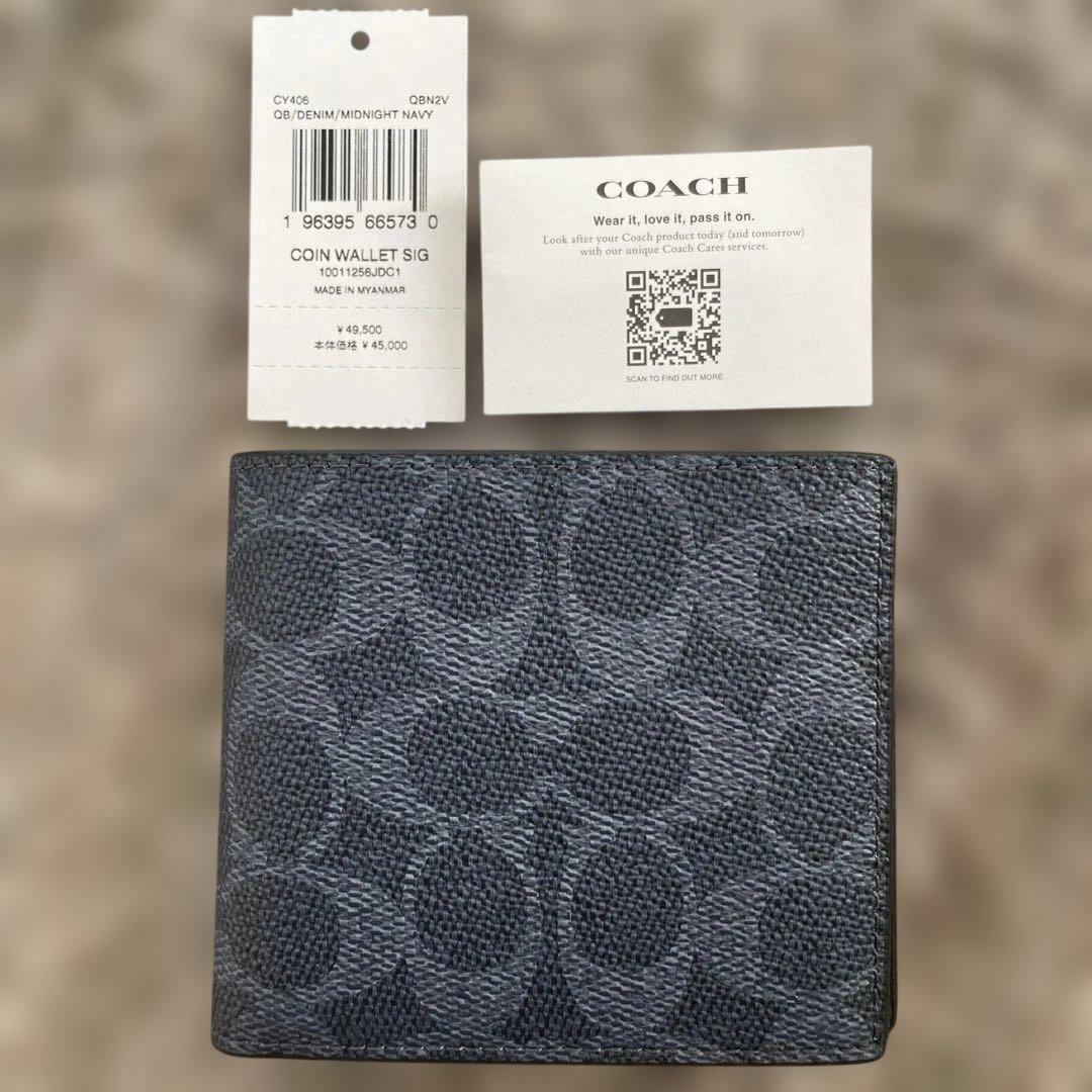 新品未使用　49,500円　COACH COIN WALLET SIG 二つ折り