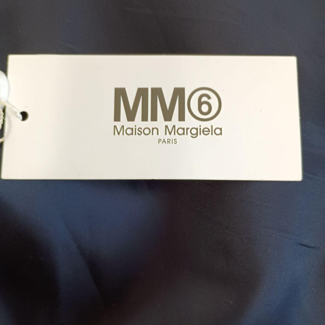 MM6 ネイビー レザー ハの字ライダースジャケット