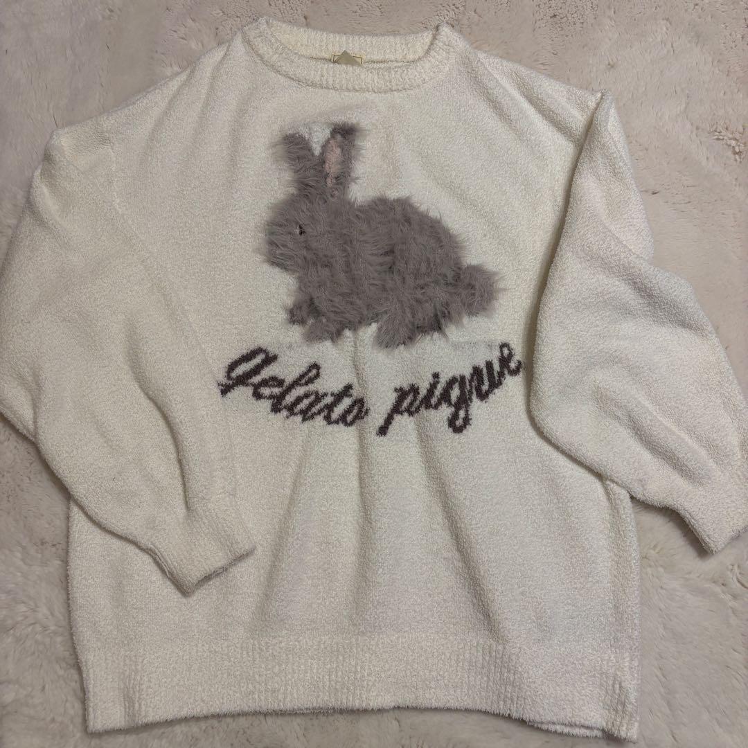 〈美品〉Gelato Piqueウサギ刺繍 ルームウェアセットジェラピケパジャマ