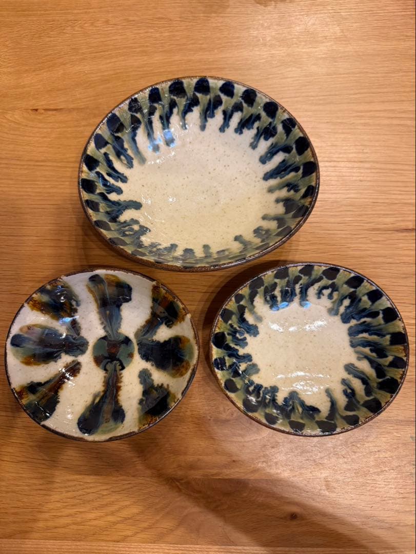 未使用　遠藤太郎　益子焼　楕円鉢　3点