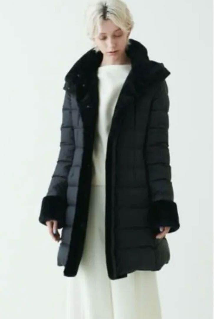 2度着用　Ballsey タフタファーコンビダウンコート黒　美品