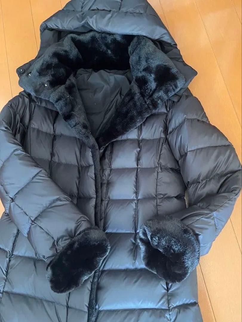 2度着用　Ballsey タフタファーコンビダウンコート黒　美品