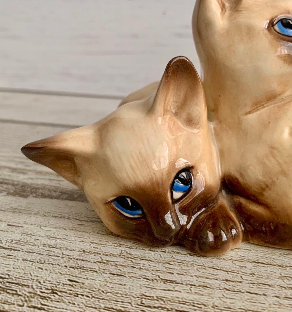 ベスウィック 2匹のシャムの仔猫 猫の置物 フィギュリン アンティーク①