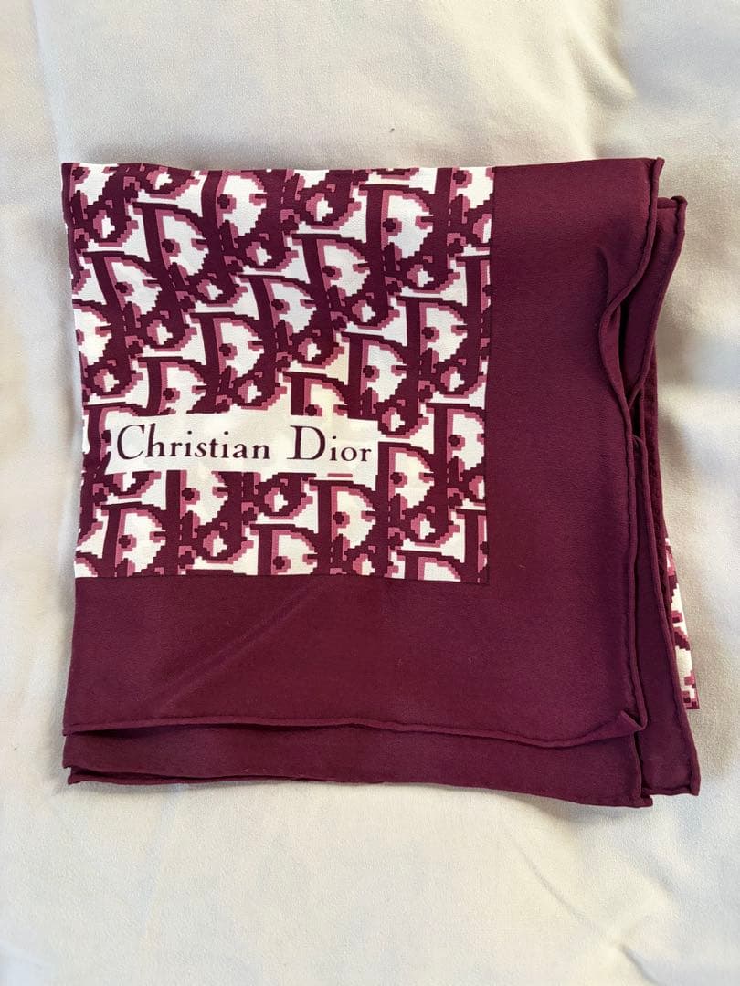【Christian Dior】シルクスカーフ バーガンディ