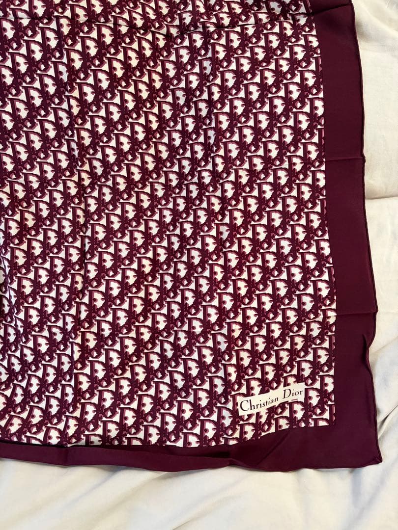 【Christian Dior】シルクスカーフ バーガンディ