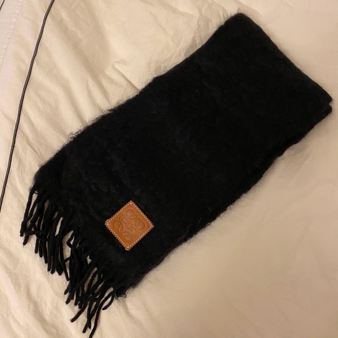 LOEWE モヘアマフラー アナグラムロゴ ブラック