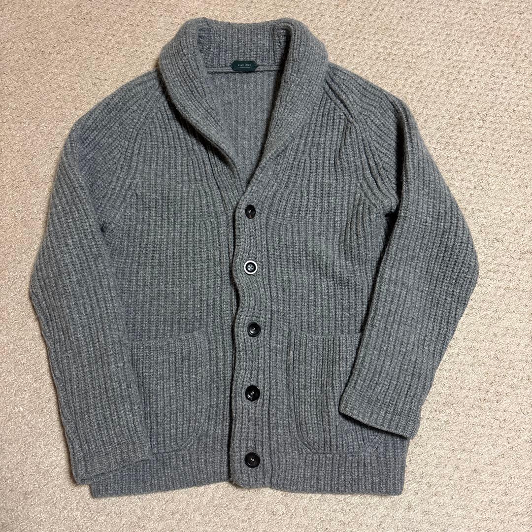 【美品】ZANONE ザノーネ ショールカラーカーディガン フィッシャーマン50