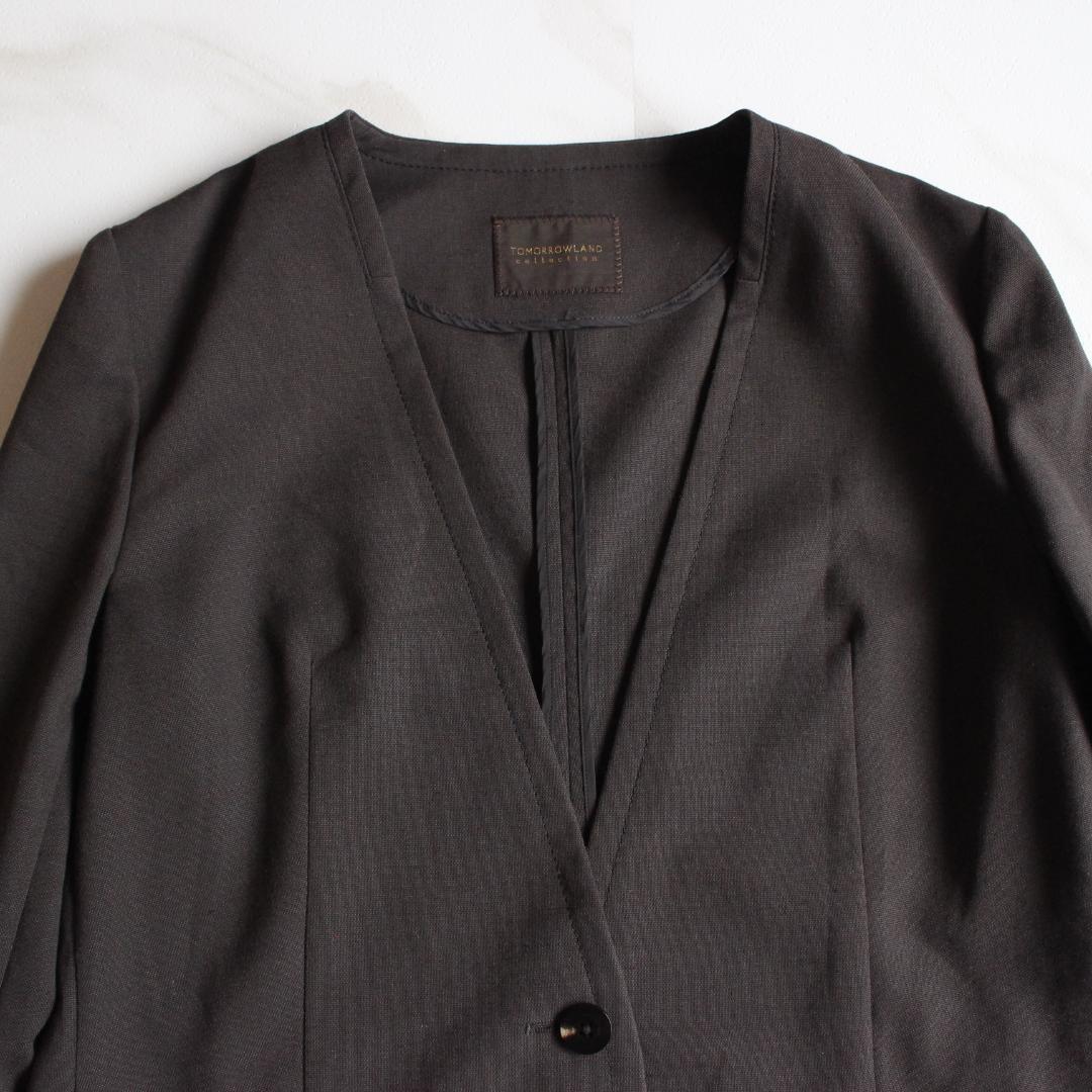 TOMORROWLAND パンツスーツ セットアップ 麻 ノーカラー S