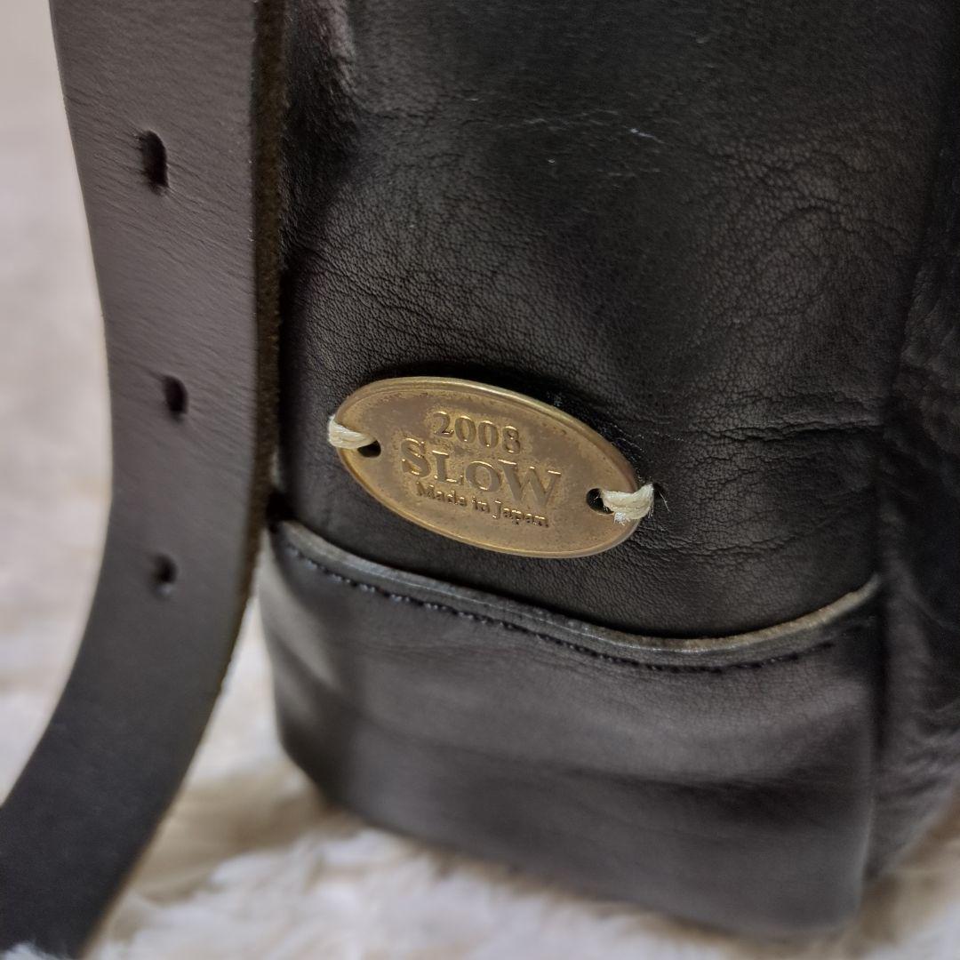美品 SLOW レザーショルダーバッグ　メッセンジャーバッグ　ブラック