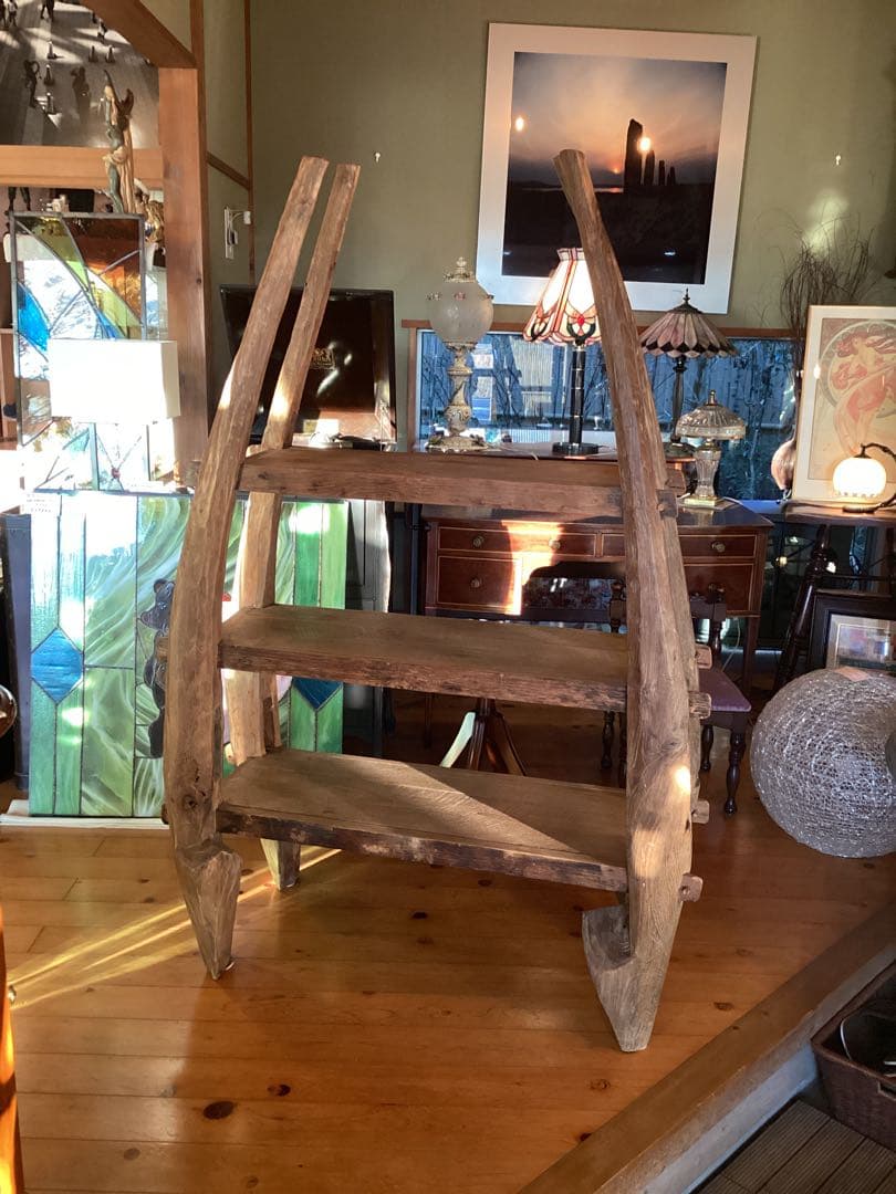 木製3段ラック アンティーク風