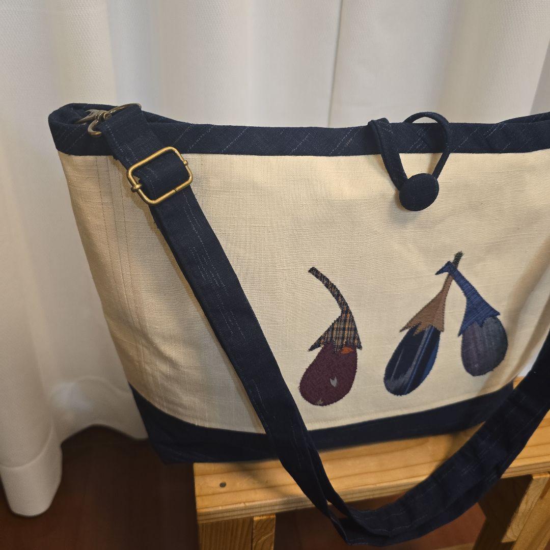 〈セール品〉２way 切り嵌め（きりばめ）名古屋帯リメイク　底大島紬　バッグ㊹