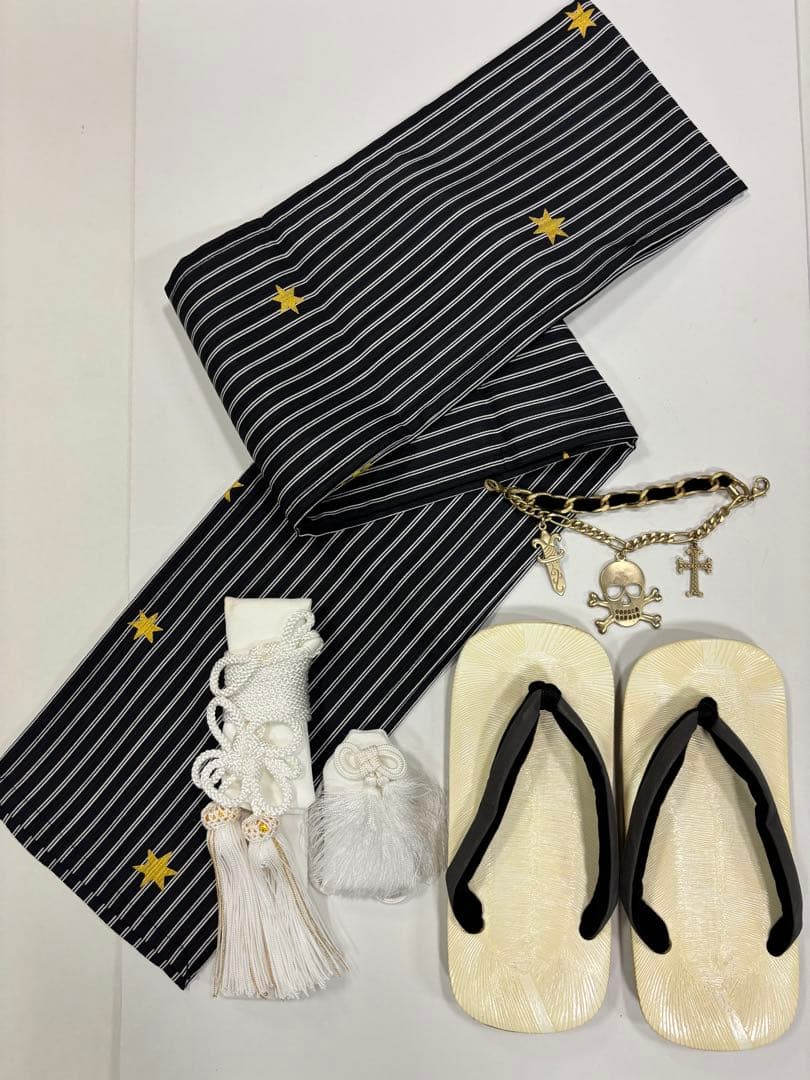 七五三　男の子袴セット　JAPAN STYLE　ストライプ　星　ドクロ