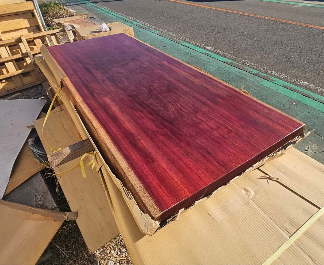 週末価格　パープルハート　一枚板　最高級　ダイニング　テーブル　ブビンガ