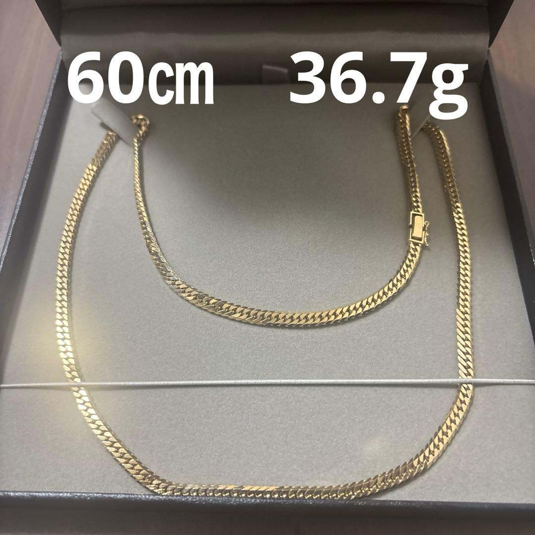 18k 6面ダブル喜平ネックレスチェーン　60㎝　36.7g 造幣局マーク