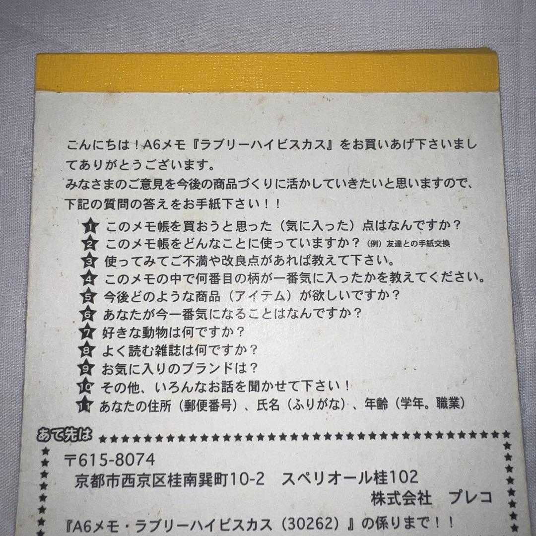 【在庫限り】【レア】ハイビスカス　メモ帳　平成レトロ　昭和レトロ　プレコ