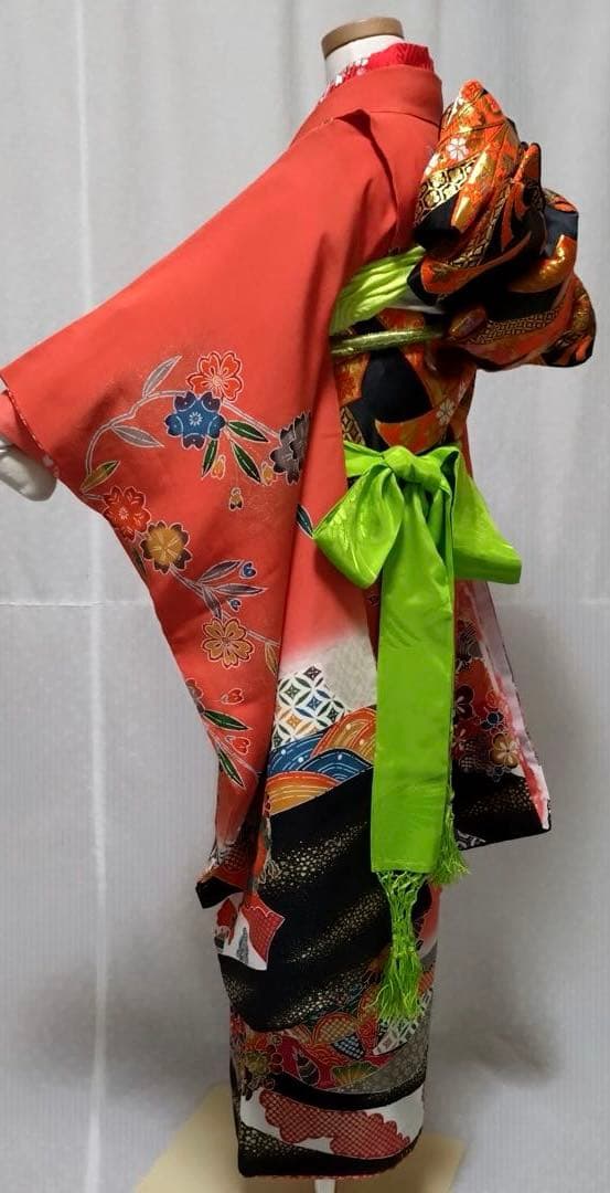 七五三　女の子　７歳　正絹着物　長襦袢　袋帯　小物セット　逸品