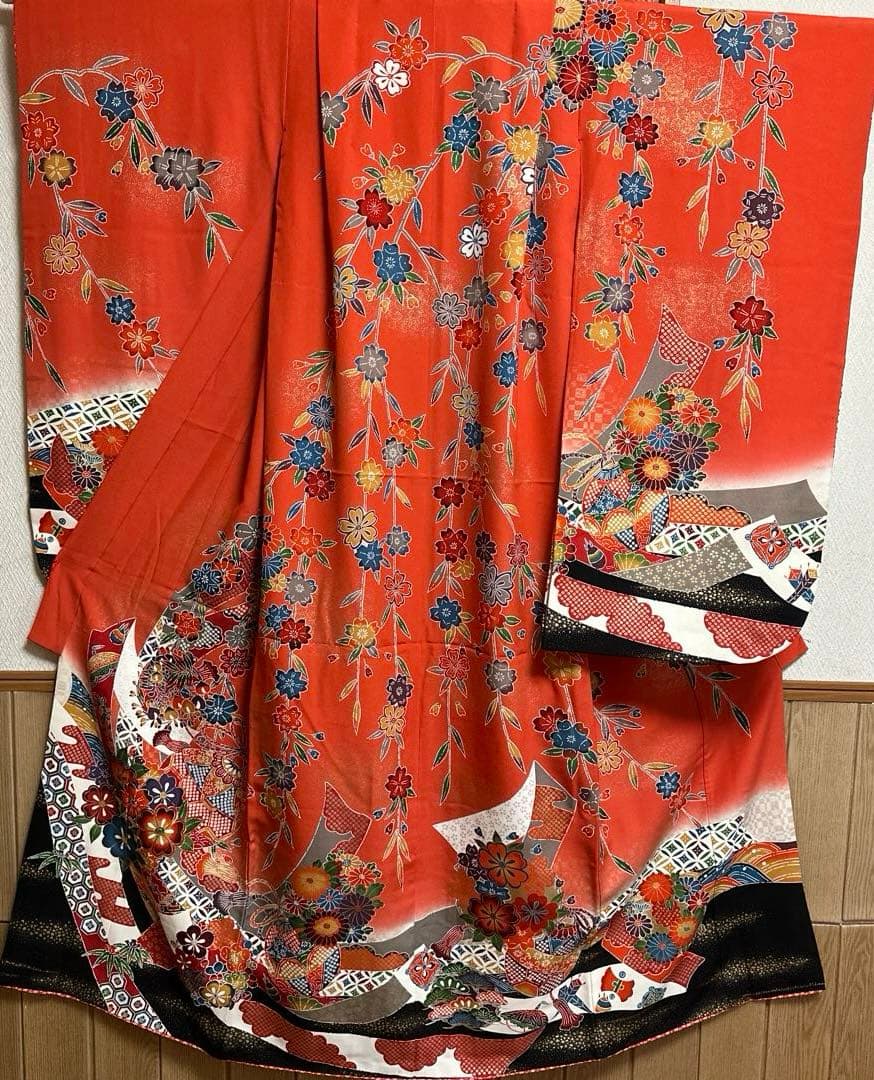 七五三　女の子　７歳　正絹着物　長襦袢　袋帯　小物セット　逸品