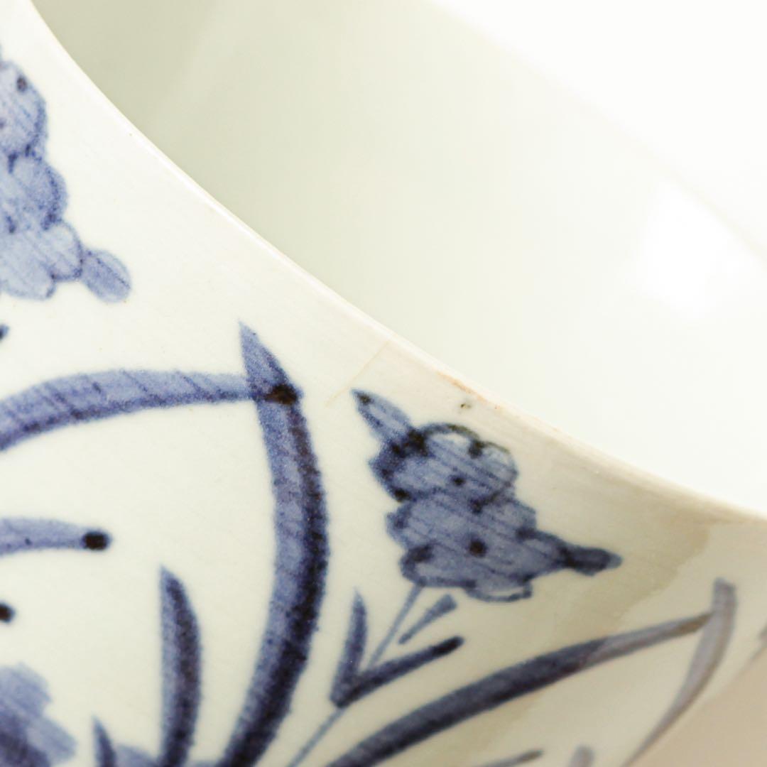 古伊万里　伊万里　江戸　中期　花文様　菖蒲　水仙　大きな!!　蕎麦猪口　染付