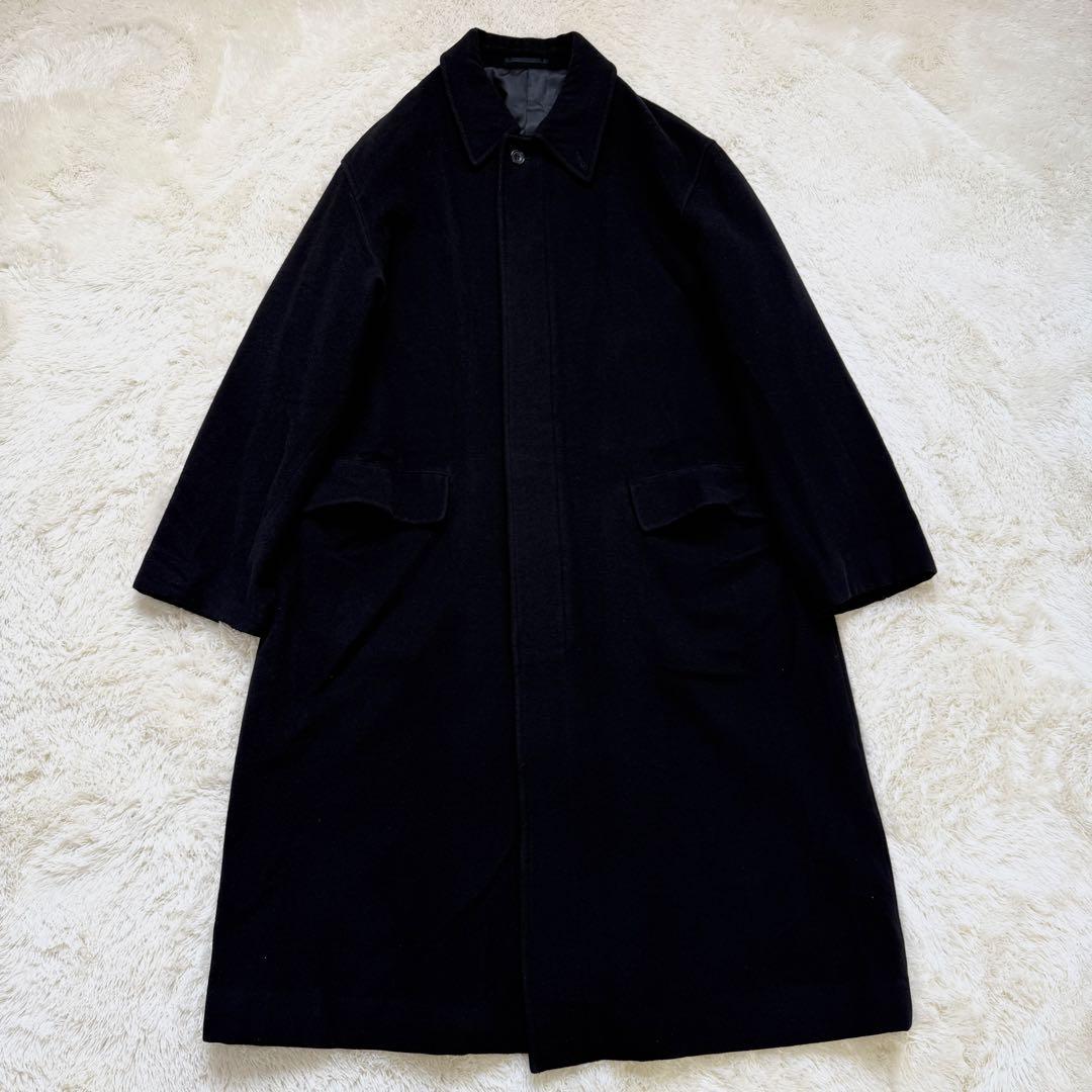 【美品】　五大陸　アンゴラ混　ロングコート　ステンカラーコート 黒 3XL