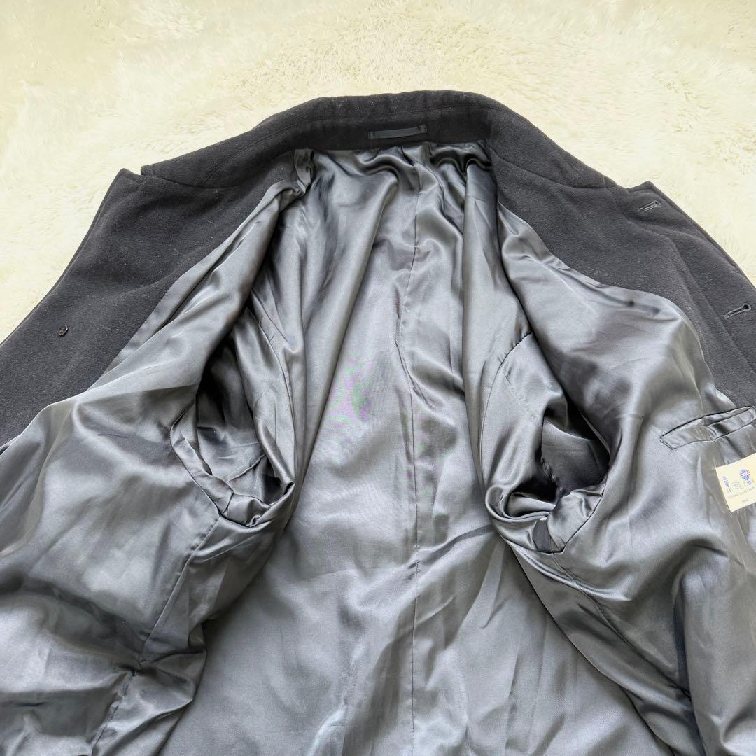 【美品】　五大陸　アンゴラ混　ロングコート　ステンカラーコート 黒 3XL