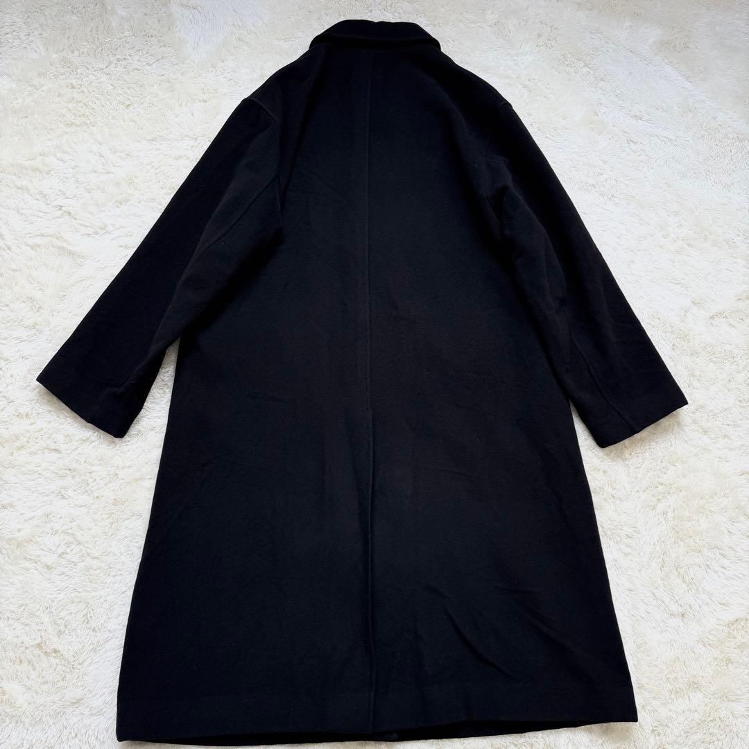 【美品】　五大陸　アンゴラ混　ロングコート　ステンカラーコート 黒 3XL