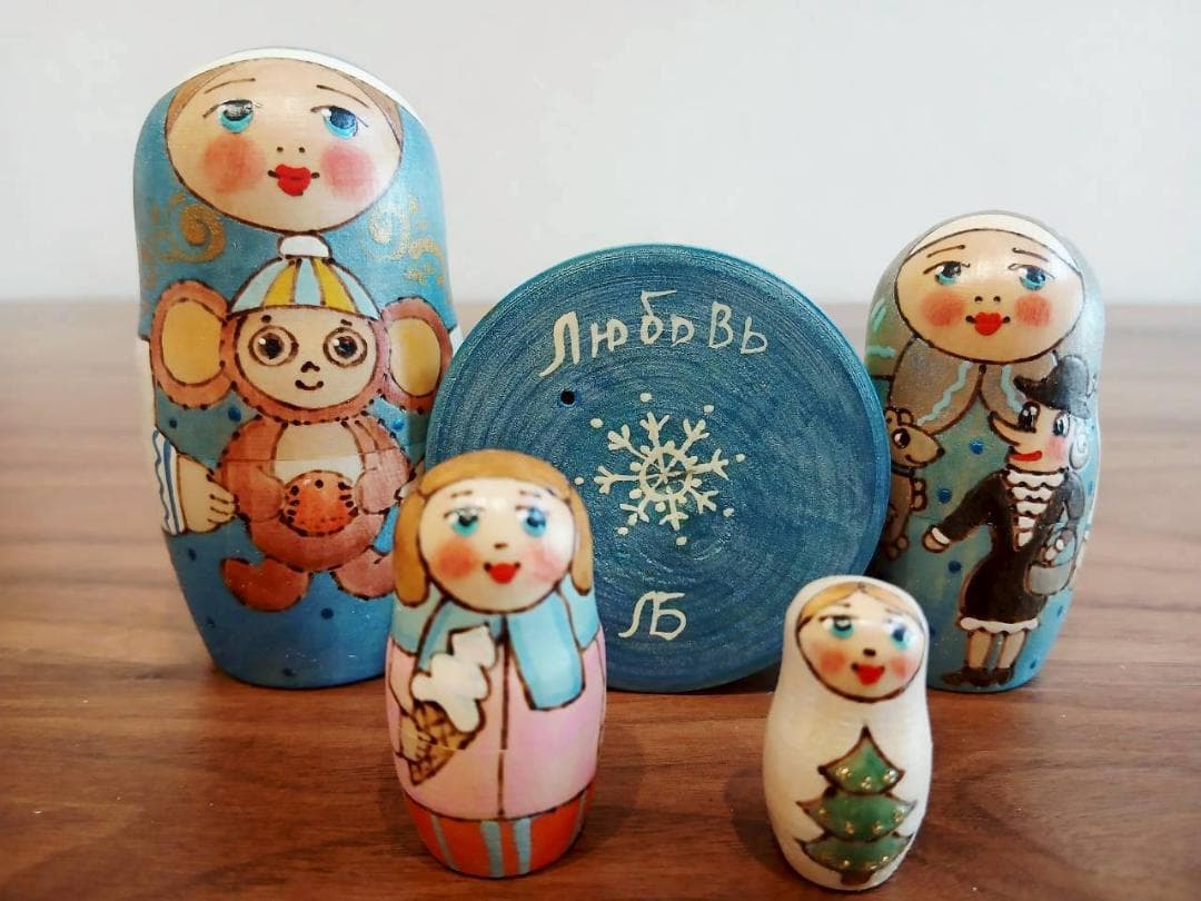 【LYH230】北欧雑貨のインテリア　マトリョーシカ リューバ作　チェブラーシカ