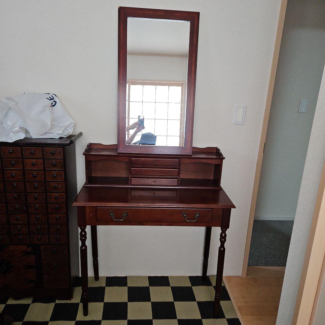 引き取り限定 アンティーク テーブル ミラー ダークブラウン ドレッサー ミラー