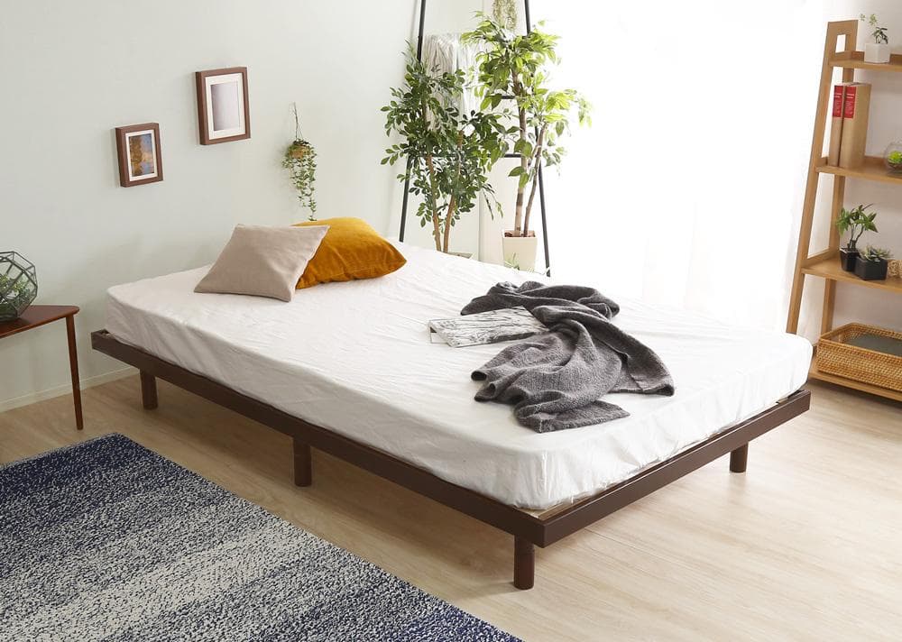 【セミダブル】 高さ調節が出来る簡易宮付きのすのこベッド <フレームのみ>