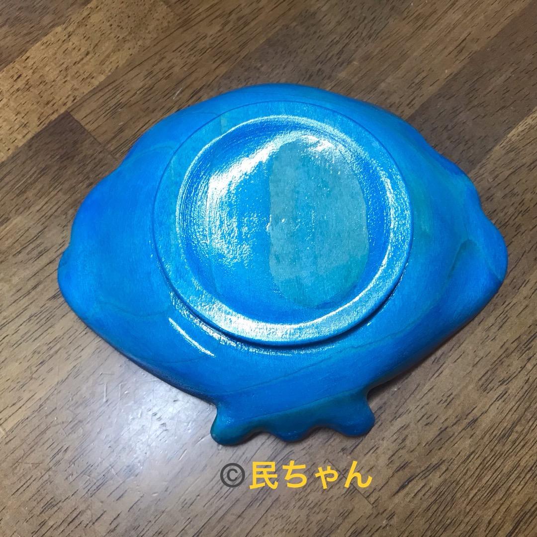 ハンドメイド　お皿　料理皿　きれい　木製　貝の料理皿　ブルー　3枚　T-316