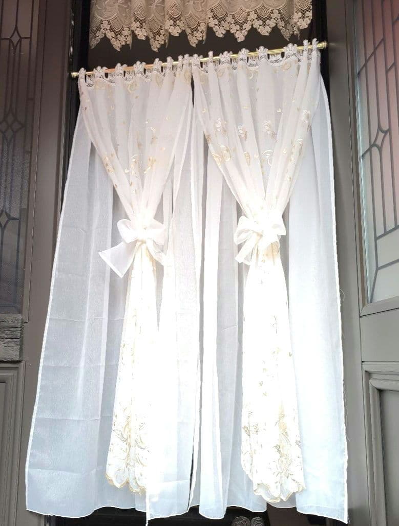 カフェカーテン【ピコ様オーダー品　トルコレース　Wのれんスタイル】ハンドメイド