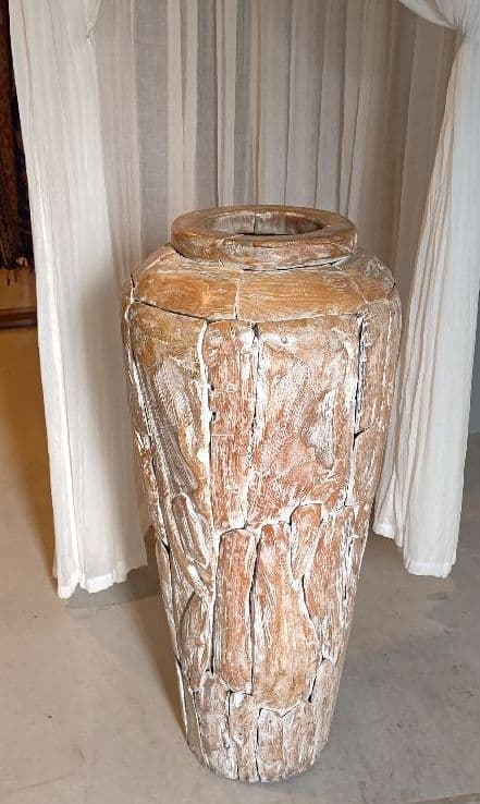壺 フラワーベース オールドチーク 古木 バリ島 アジアンインテリア