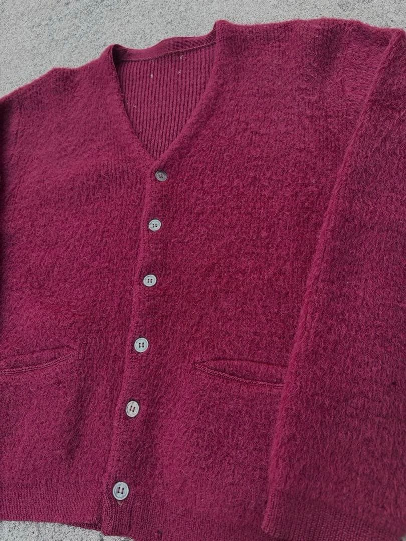 50s 60s モヘア カーディガン 赤