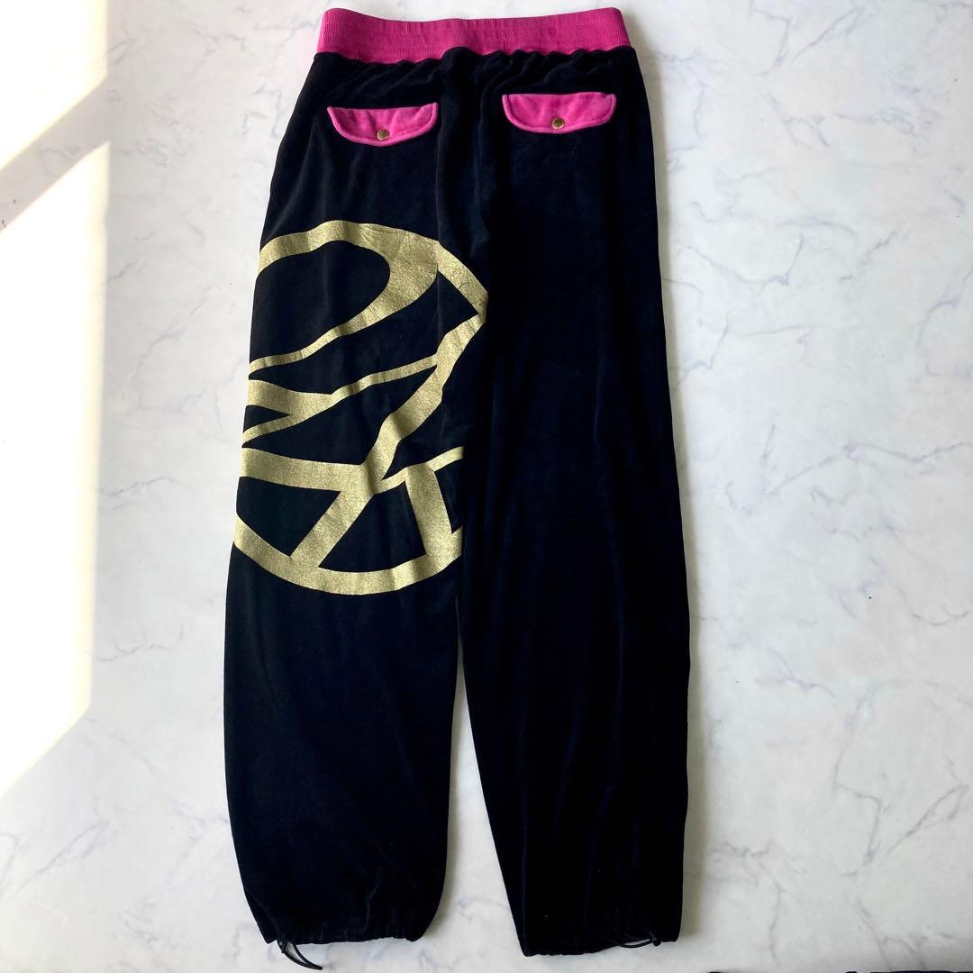 24karats 希少色 ベロアジャージ セットアップ 黒 ピンク ロゴ y2k