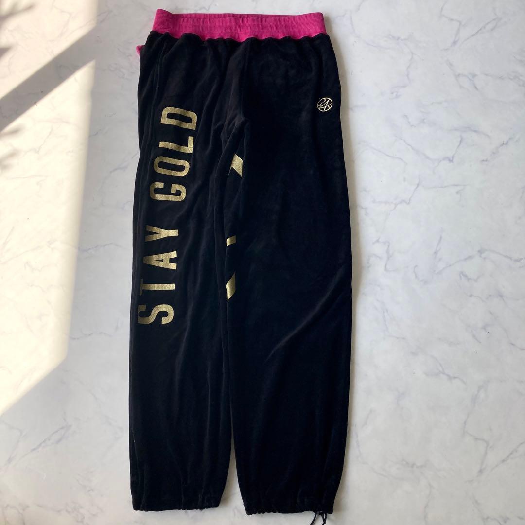 24karats 希少色 ベロアジャージ セットアップ 黒 ピンク ロゴ y2k
