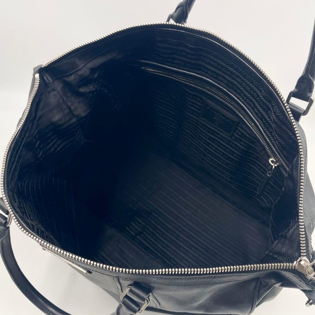 【美品】PRADAサフィアーノ ソフト ガレリア 三角ロゴ トートバッグ2way