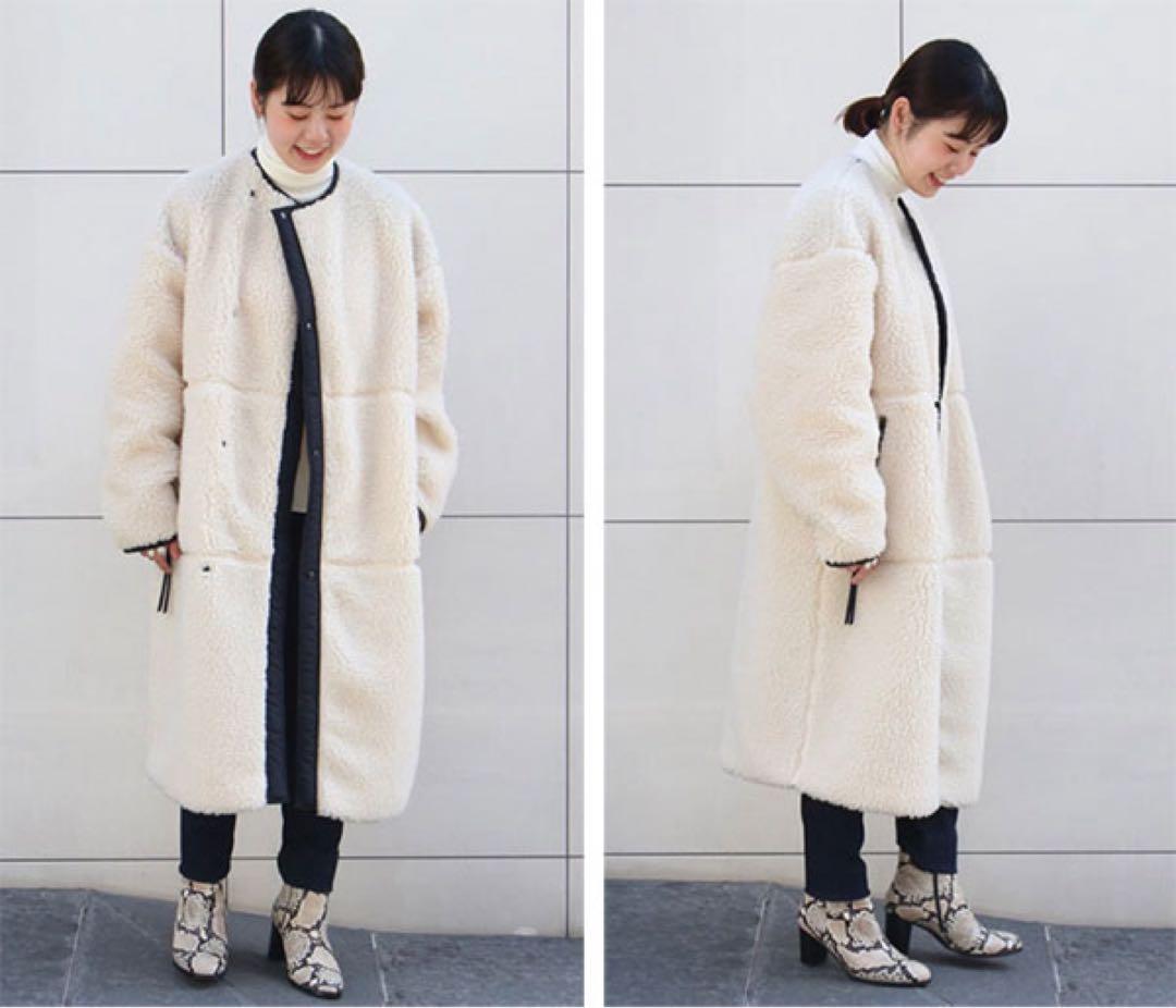 HYKE新品紙タグ付き⭐️日本製ハイクボアロングコート軽量暖かいコート