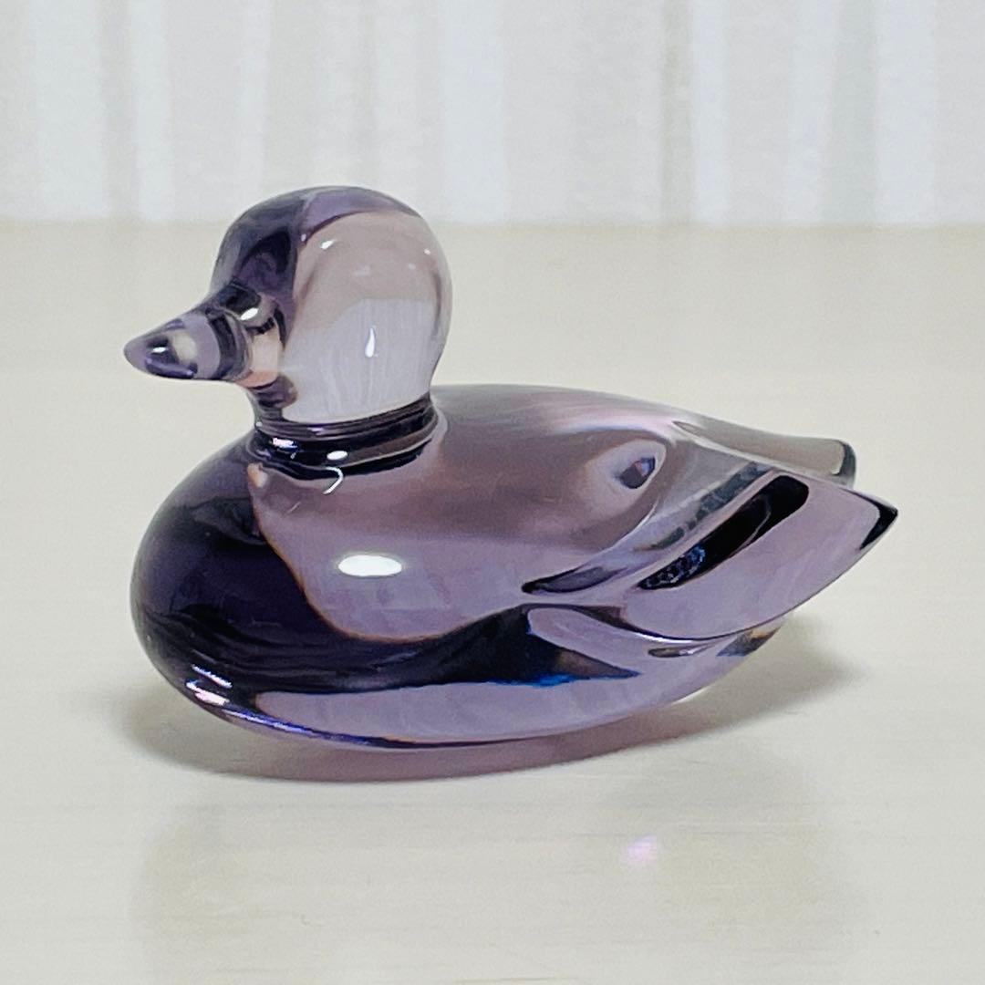 Baccarat バカラ アヒル 鳥 置物 クリスタル フィギュリン パープル