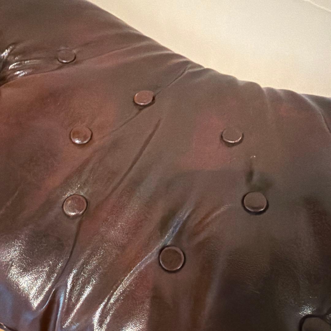 ダークブラウン レザー オットマン　ベルギー製