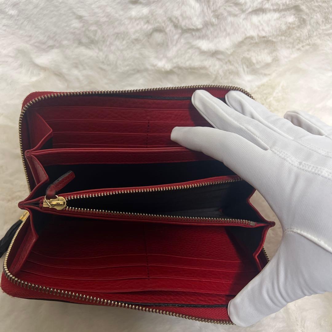 極美品 GUCCI ソーホー ラウンドファスナー 長財布 黒赤