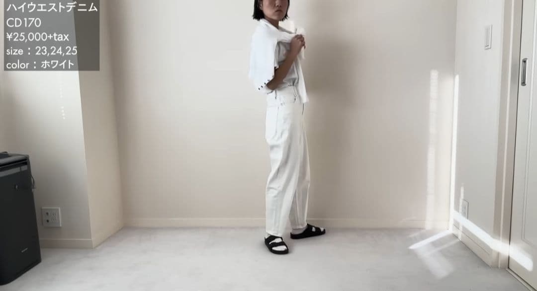 ハイウエストデニム　CD170　COLOR:WHITE - WH サイズ:23