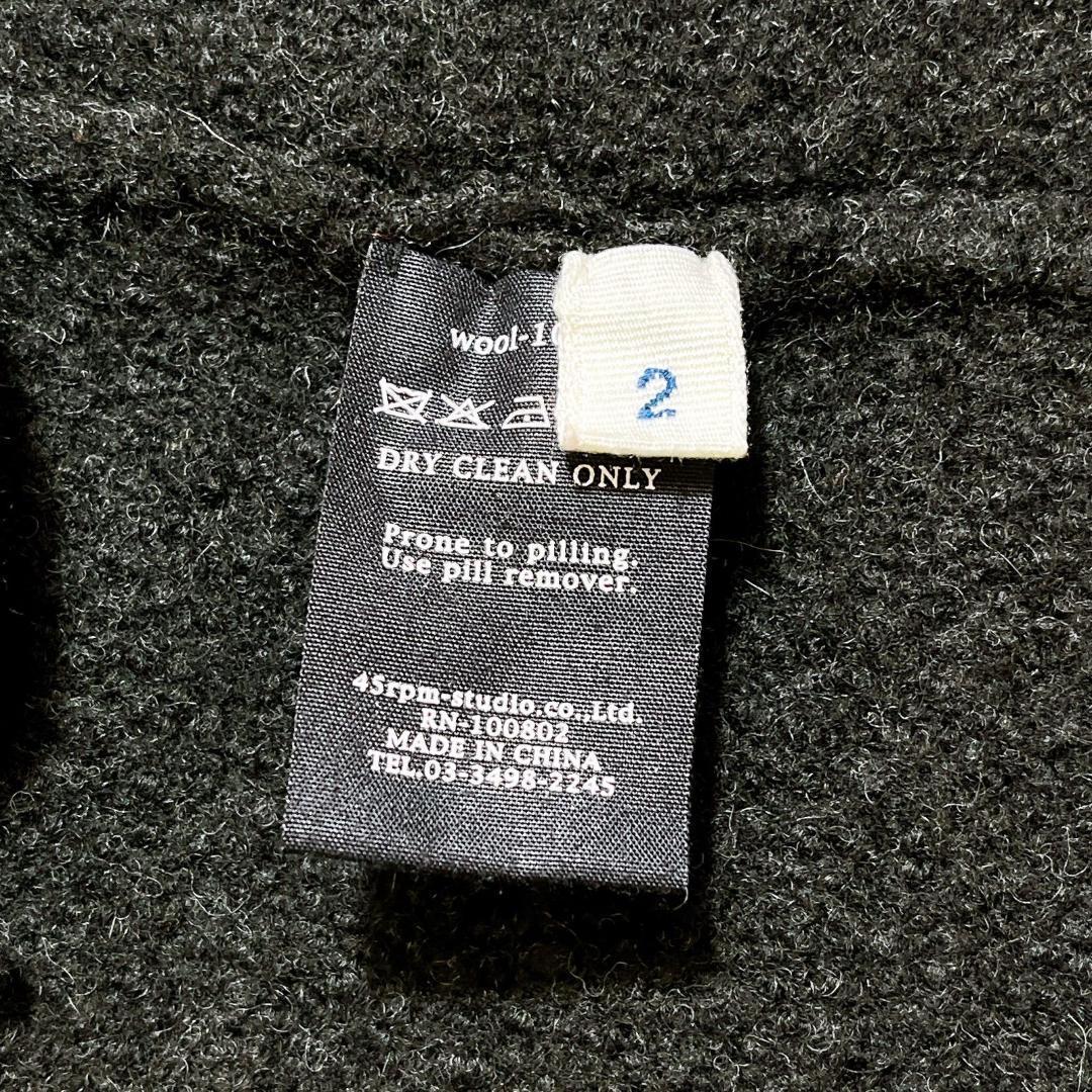 45R フロート縮絨のドレス　カシュクールドレス　ウール　黒　ブラック