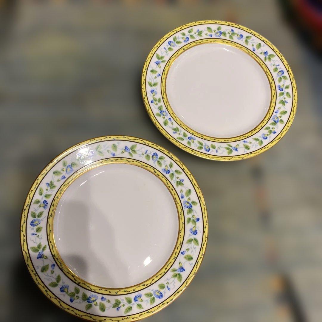 RAYNAUD 青い花と金色の縁取りの皿 2枚セット