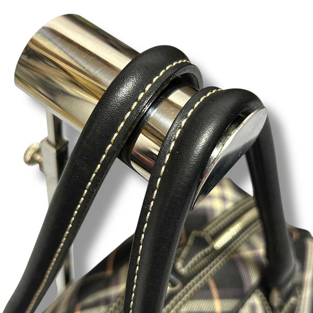 【バーバリーブルーレーベル】 ノバチェック柄 ボストンバッグ 牛革