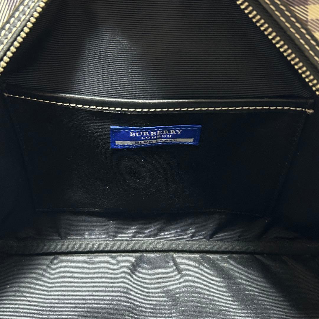 【バーバリーブルーレーベル】 ノバチェック柄 ボストンバッグ 牛革