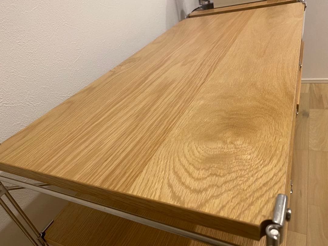無印ステンレスユニットシェルフ　オーク材棚