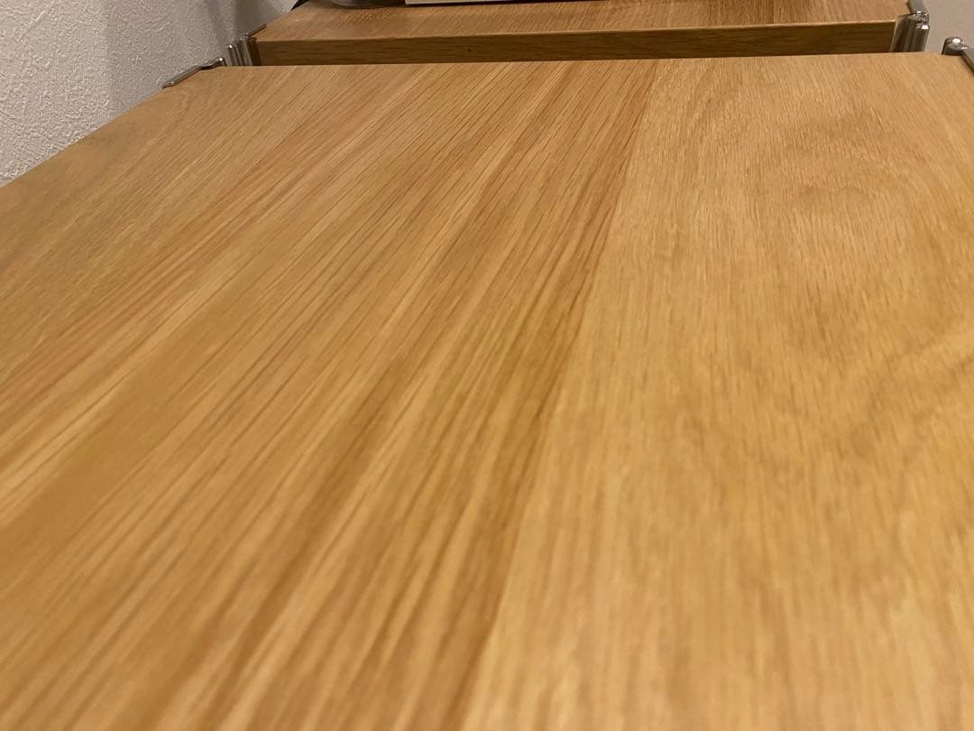 無印ステンレスユニットシェルフ　オーク材棚