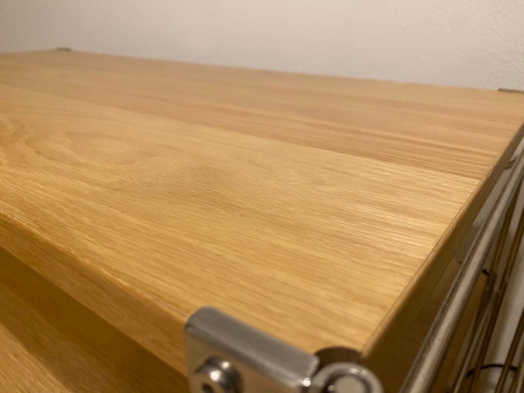 無印ステンレスユニットシェルフ　オーク材棚