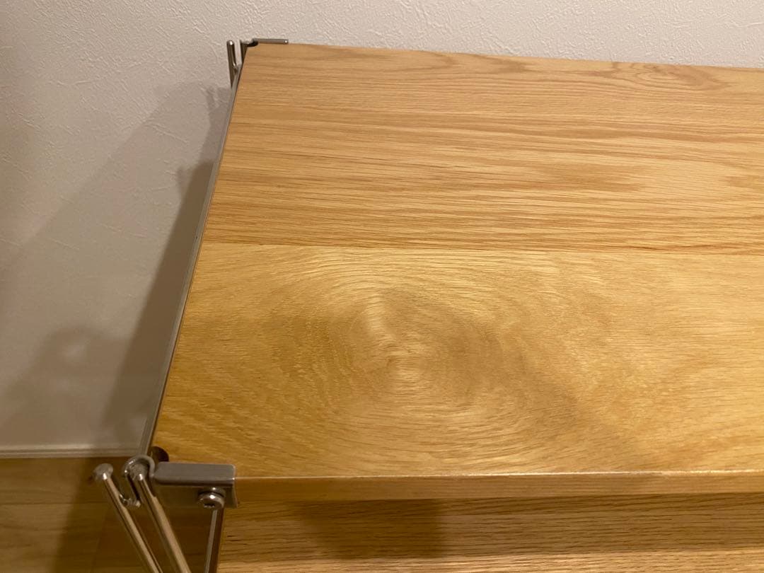 無印ステンレスユニットシェルフ　オーク材棚